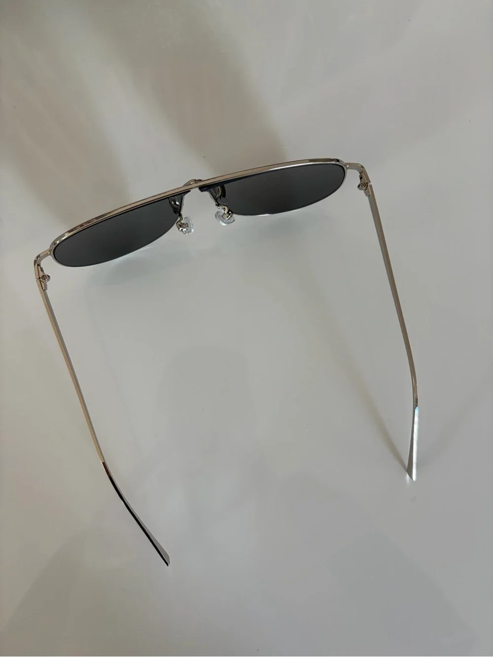 MIU MIU STYLE Silver Frame Aviator Sunglasses with Dark Gray Lenses drops